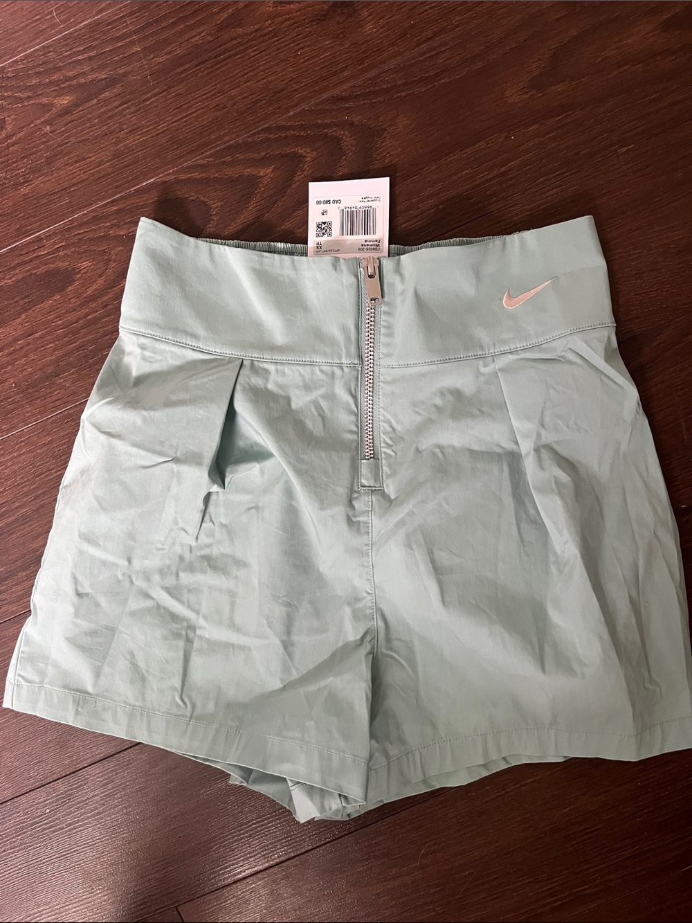Nike Women's Mint High-Rise Athletic Shorts with Front Zip